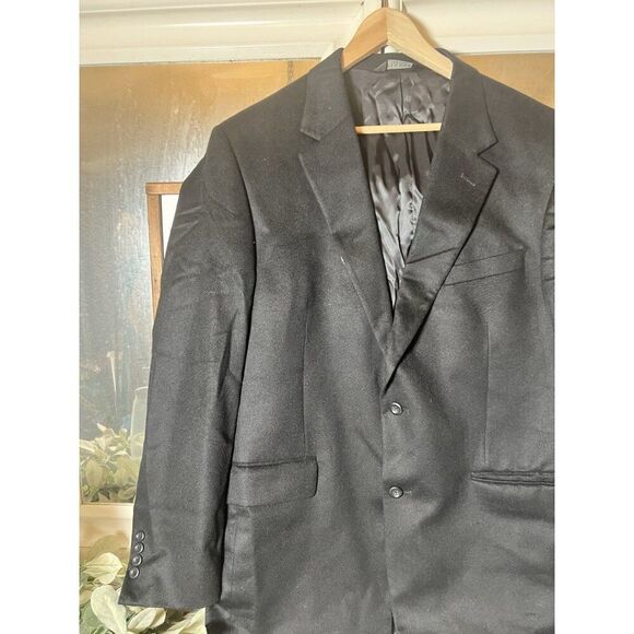 Jos A Bank Jacket XL Black 100% Cashmere Flannel Soft Blazer Sport Coat 44L - Picture 5 of 10
